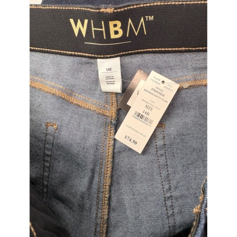White House Black Market Outlet Skinny Flare Jeans Women 14R Blue Midnight Rinse - Picture 5 of 6
